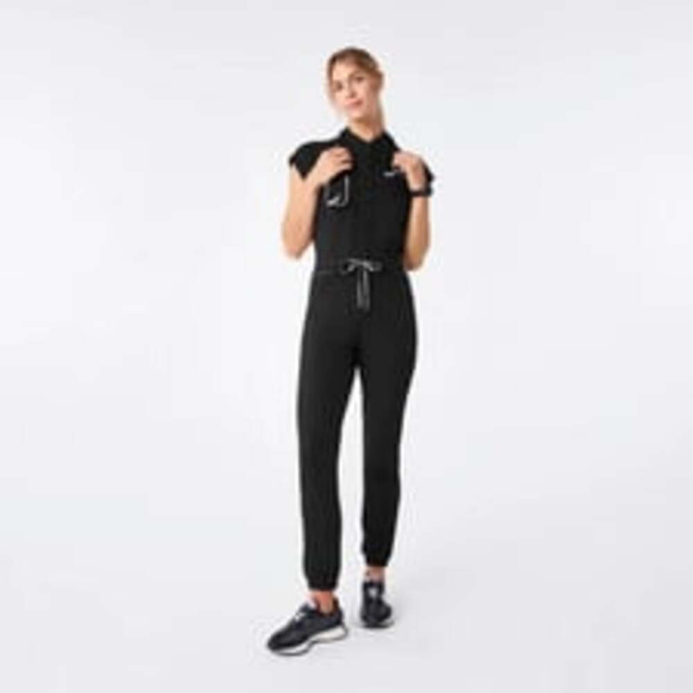 Figs Rafaela Cargo Scrub Jumpsuit L Black Technical Collection Jogger